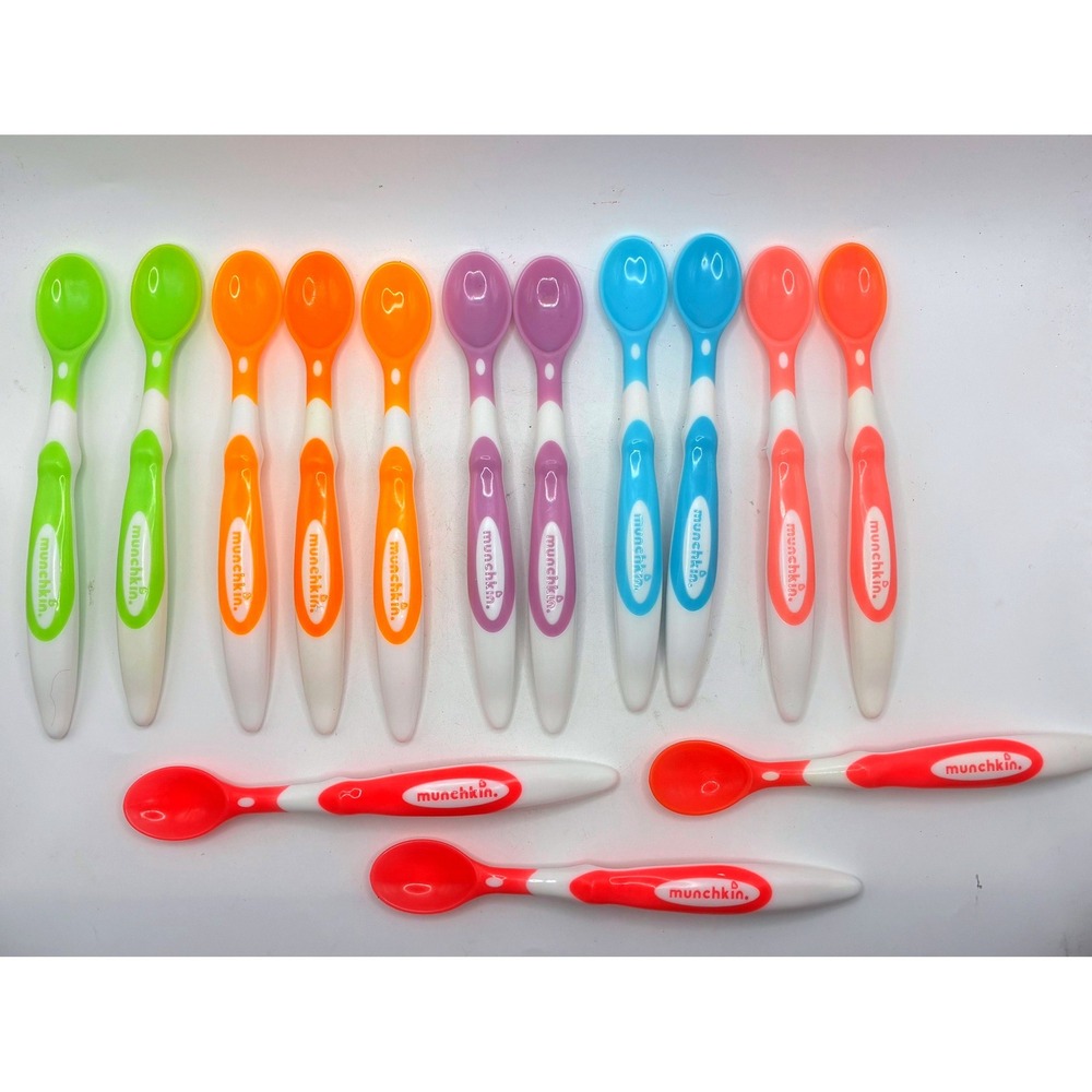 Munchkin Baby Spoons Set of 14 Multicolor Soft Tip Infant Feeding Utensils
